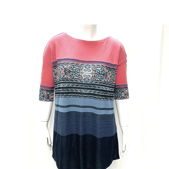 Free People Lightweight Knit Flower/Stripe Dress Sz XS/ Fits big/P2 P 36 inches - Picture 3 of 6